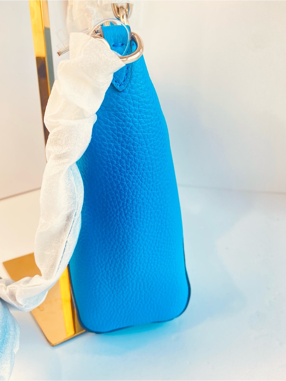 Coach NWT Kelsey Pebble Leather Satchel in Bright Blue - Picture 9 of 11